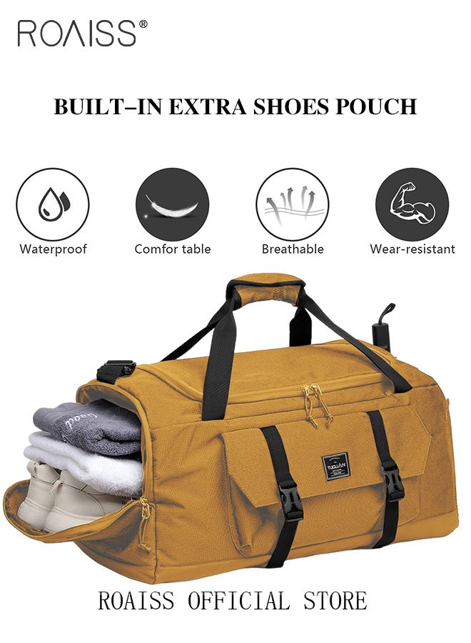 رويس حقيبة سفر كبيرة السعة مع مقصورة للأحذية، حقيبة سفر متعددة الوظائف مع سحاب للإغلاق، حقيبة سفر محمولة، حقيبة رياضية مقاومة للماء متعددة الجيوب، مثالية للسفر والسباحة والنادي الرياضي والأنشطة الخارجية - Image 1